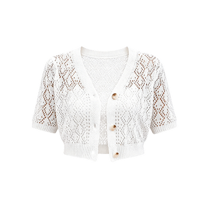 V-Neck Button Down Crop Top Sweater