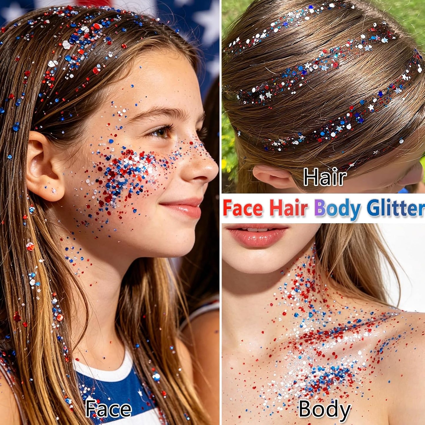 🎁4th of July Glitter Stick – Multi-Use Face, Body & Hair Glitter for Festivals & Patriotic Celebrations