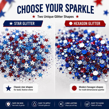 🎁4th of July Glitter Stick – Multi-Use Face, Body & Hair Glitter for Festivals & Patriotic Celebrations