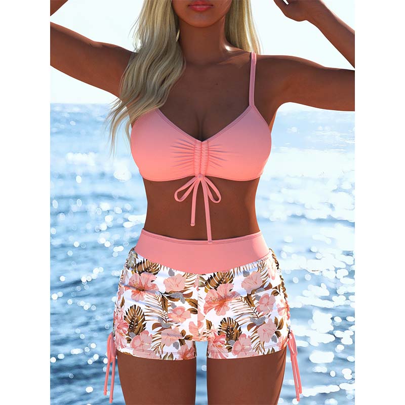 🩱 LIMITED-TIME 50% OFF! ✨ Women's Bikini Set – Drawstring Top, Boy Shorts, Multiple Styles 🏖️