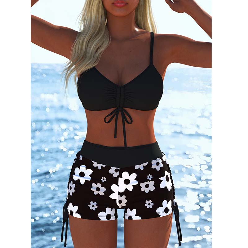 🩱 LIMITED-TIME 50% OFF! ✨ Women's Bikini Set – Drawstring Top, Boy Shorts, Multiple Styles 🏖️