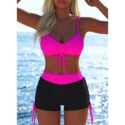 🩱 LIMITED-TIME 50% OFF! ✨ Women's Bikini Set – Drawstring Top, Boy Shorts, Multiple Styles 🏖️