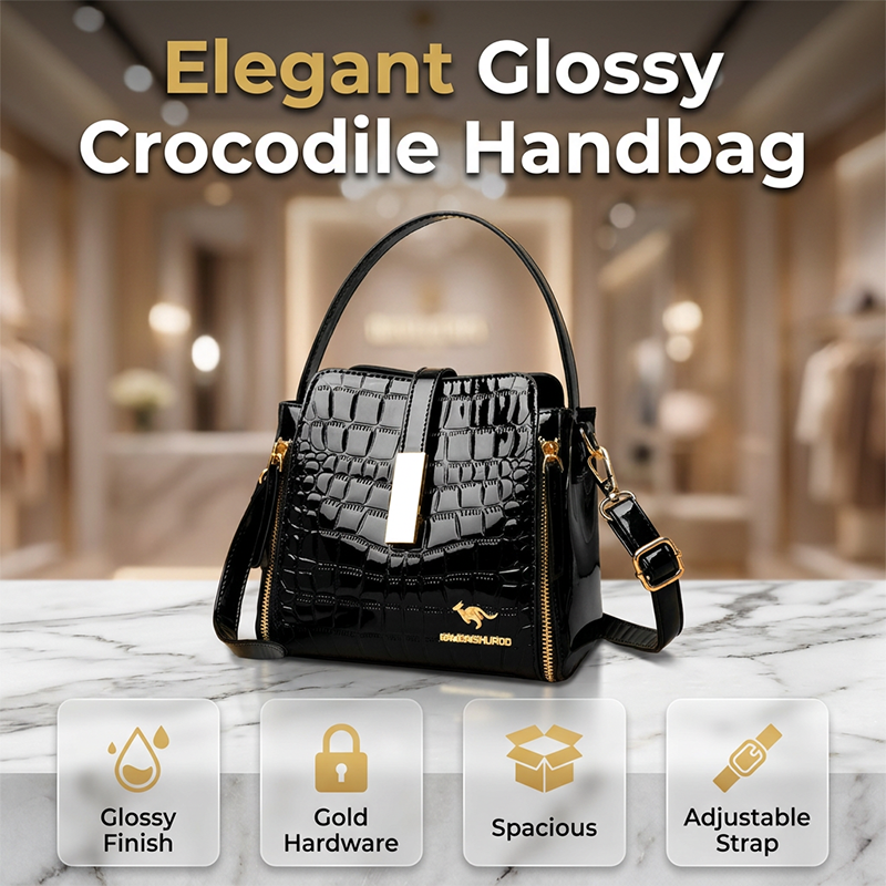 🏆LAST DAY SALE 50% OFF & FREE SHIPPING🔥Glossy Crocodile Pattern Women's Handbag