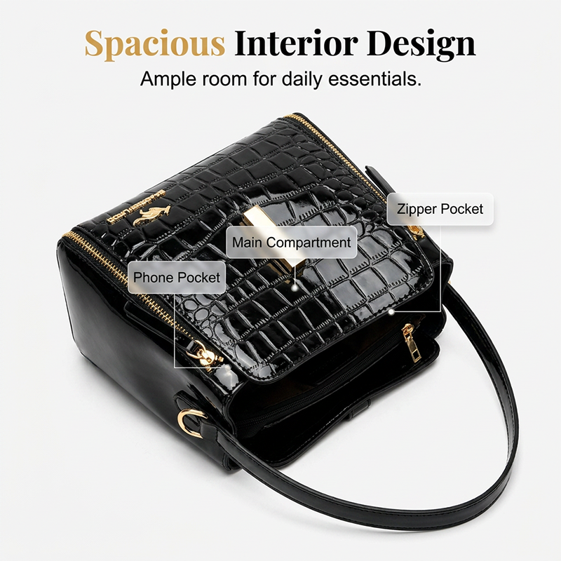 🏆LAST DAY SALE 50% OFF & FREE SHIPPING🔥Glossy Crocodile Pattern Women's Handbag