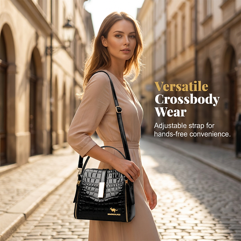 🏆LAST DAY SALE 50% OFF & FREE SHIPPING🔥Glossy Crocodile Pattern Women's Handbag