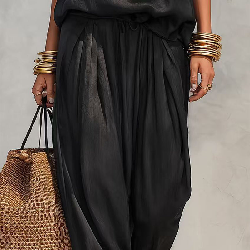 🎁New Arrivals 50% OFF💥 Sleeveless Cowl Neck Jumpsuit – Halter, Wide-Leg, Elegant 🍷