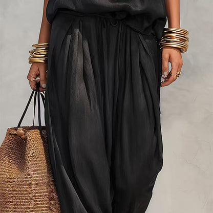 🎁New Arrivals 50% OFF💥 Sleeveless Cowl Neck Jumpsuit – Halter, Wide-Leg, Elegant 🍷