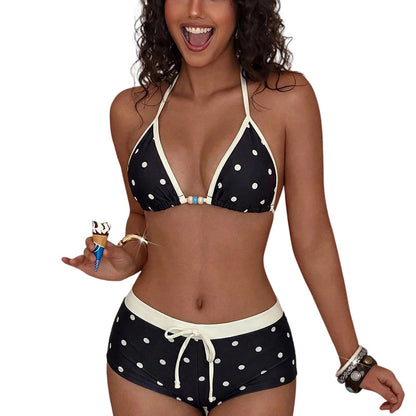 ⏳LAST DAY SALE 50% OFF🔥Polka Dot Halter Bikini Set 👙