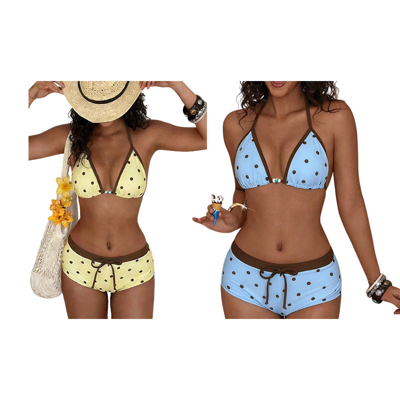 ⏳LAST DAY SALE 50% OFF🔥Polka Dot Halter Bikini Set 👙
