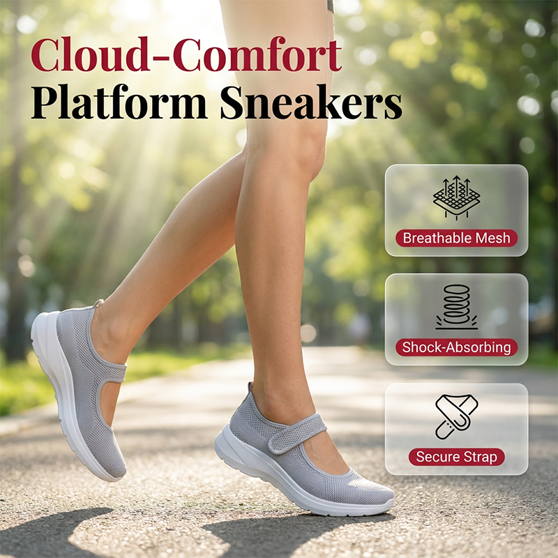🔥 2026 Fresh Drops | Flat 50% OFF Today! 💸Comfortable Platform Sneakers with Adjustable Strap
