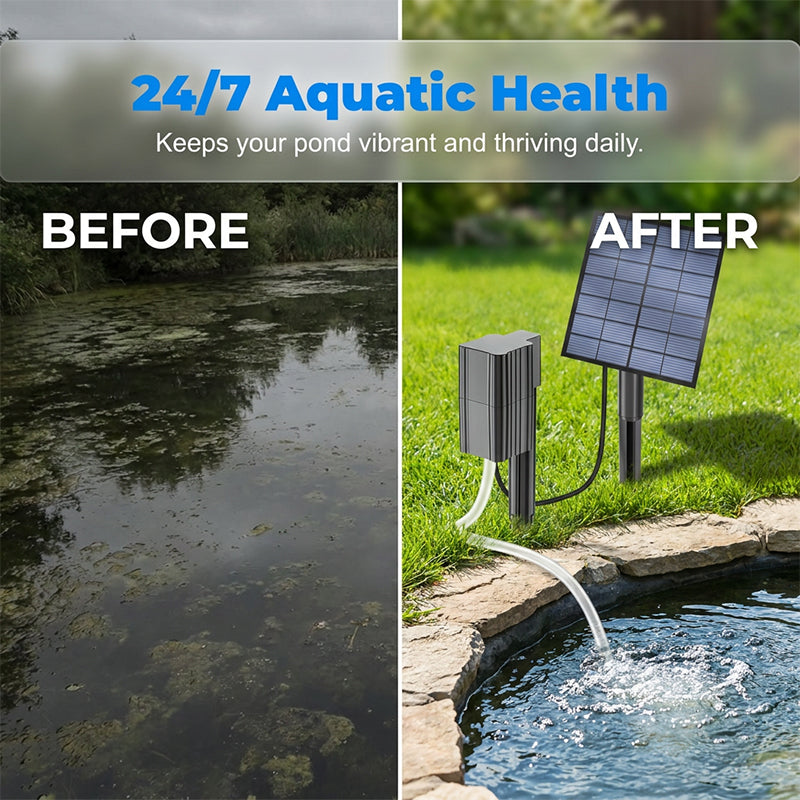 Solar Pond Aerator – Sun‑powered, no wiring. Boosts oxygen for fish & plants. Clean water, happy pond! 🌿✨