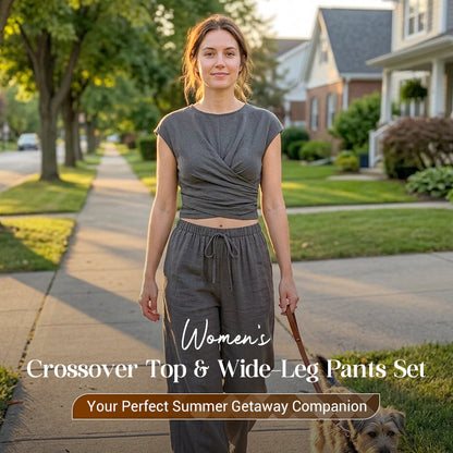 👗 LIMITED-TIME 50% OFF! 💥 Women's Crossover Top & Wide-Leg Pants Set – Chic, Flowing, Effortless Style ✨