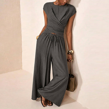 👗 LIMITED-TIME 50% OFF! 💥 Women's Crossover Top & Wide-Leg Pants Set – Chic, Flowing, Effortless Style ✨