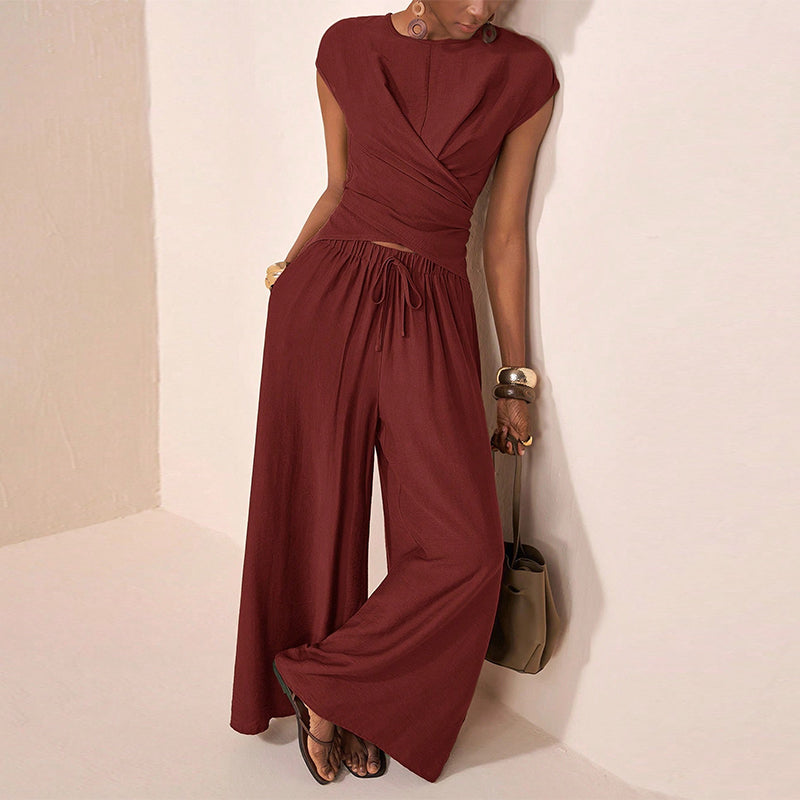 👗 LIMITED-TIME 50% OFF! 💥 Women's Crossover Top & Wide-Leg Pants Set – Chic, Flowing, Effortless Style ✨