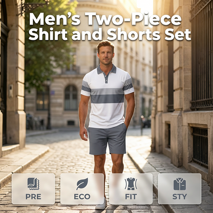 📢📢50% OFF !! ⏰ Men's Two-Piece Shirt and Shorts Set(No need match outfits )