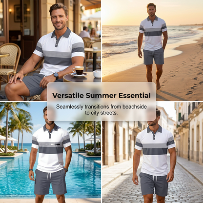 📢📢50% OFF !! ⏰ Men's Two-Piece Shirt and Shorts Set(No need match outfits )