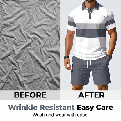 📢📢50% OFF !! ⏰ Men's Two-Piece Shirt and Shorts Set(No need match outfits )