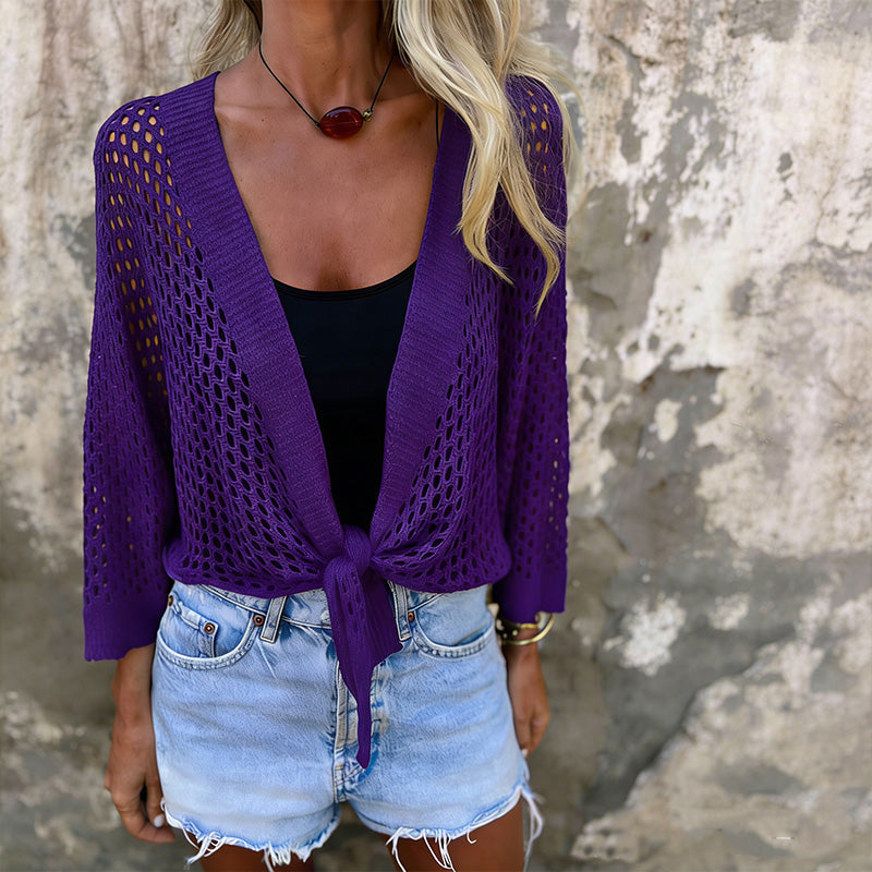 🎉 2026 Sale — Over 30,000 Sold! 💞 Breathable Mesh Knit Top – Tie-Front, Sun Protection & Effortless Style! ✨