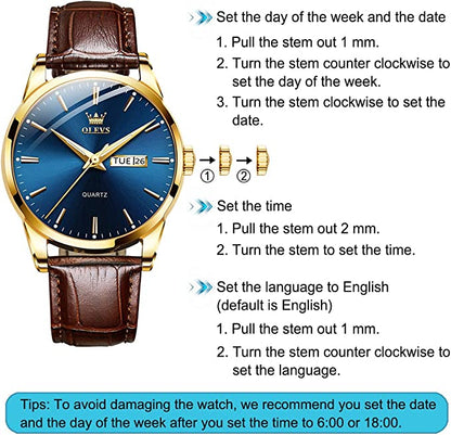 ⌚50% OFF! 💥 Men's Simple Watch with Day & Date – Stainless Steel, Luminous Hands, Classic ✨