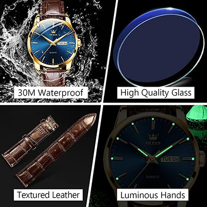 ⌚50% OFF! 💥 Men's Simple Watch with Day & Date – Stainless Steel, Luminous Hands, Classic ✨