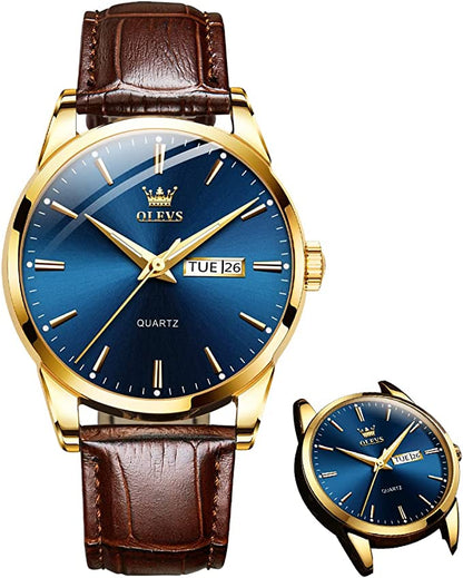 ⌚50% OFF! 💥 Men's Simple Watch with Day & Date – Stainless Steel, Luminous Hands, Classic ✨