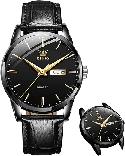 ⌚50% OFF! 💥 Men's Simple Watch with Day & Date – Stainless Steel, Luminous Hands, Classic ✨