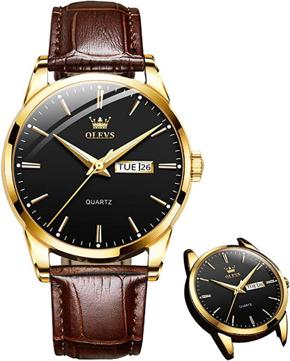 ⌚50% OFF! 💥 Men's Simple Watch with Day & Date – Stainless Steel, Luminous Hands, Classic ✨
