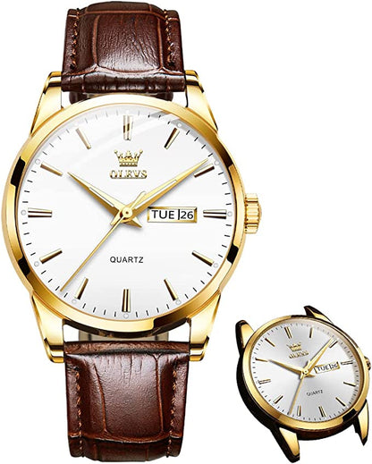 ⌚50% OFF! 💥 Men's Simple Watch with Day & Date – Stainless Steel, Luminous Hands, Classic ✨