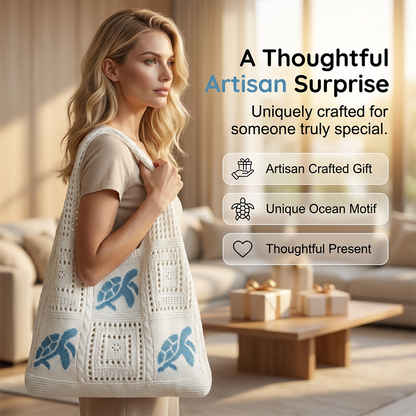 🔥 2026 Fresh Drops | Flat 50% OFF Today! 💸Turtle Pattern Crochet Tote Bag