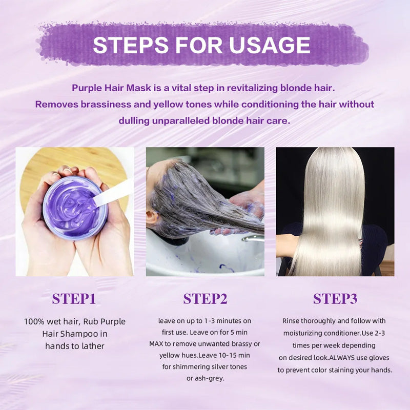 🥳2026 HOT SALE🥳💞50K+ SOLD!💜✨ 50% OFF! Moisturizing Purple Hair Mask – Neutralises brassiness, boosts blonde & grey vibrancy. Deep hydration + lasting scent. Fade‑proof care! 🦋🌸