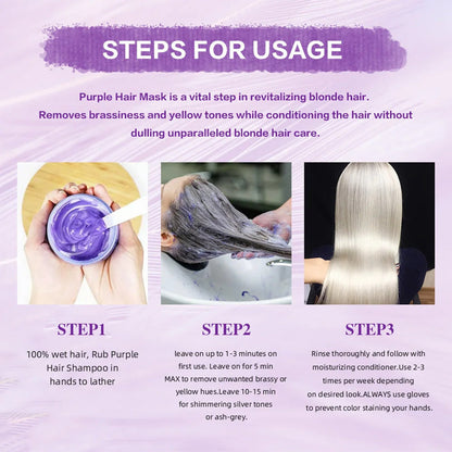 🥳2026 HOT SALE🥳💞50K+ SOLD!💜✨ 50% OFF! Moisturizing Purple Hair Mask – Neutralises brassiness, boosts blonde & grey vibrancy. Deep hydration + lasting scent. Fade‑proof care! 🦋🌸