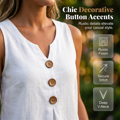 👚❄️Summer cool-down deal!!⚡50K+ SOLD!❄️Women's V-Neck Sleeveless Cotton Linen Vest