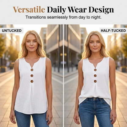 👚❄️Summer cool-down deal!!⚡50K+ SOLD!❄️Women's V-Neck Sleeveless Cotton Linen Vest