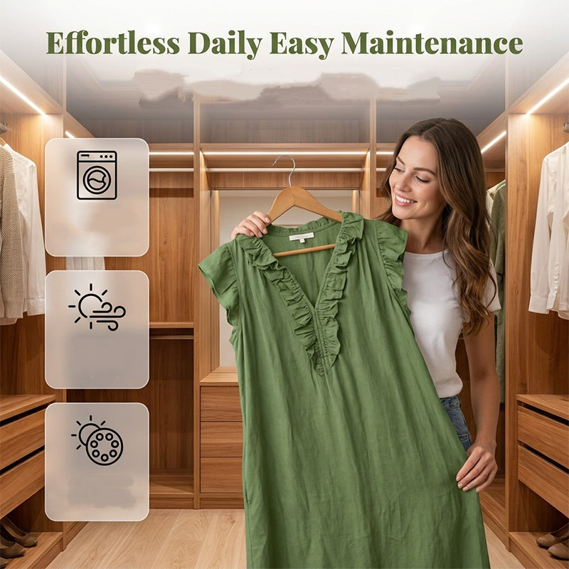 🥳SUMMER HOT SALE🥳💞50K+ SOLD!💥30% OFF! 👗Women's Casual Sleeveless V-Neck Ruffle Dress