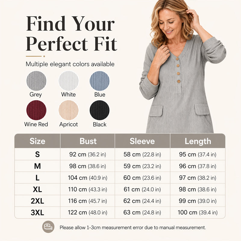 A Lovely V-Neck Ribbed Knit Dress with a Flattering A-Line Shape and Just the Right Touch of Elegance