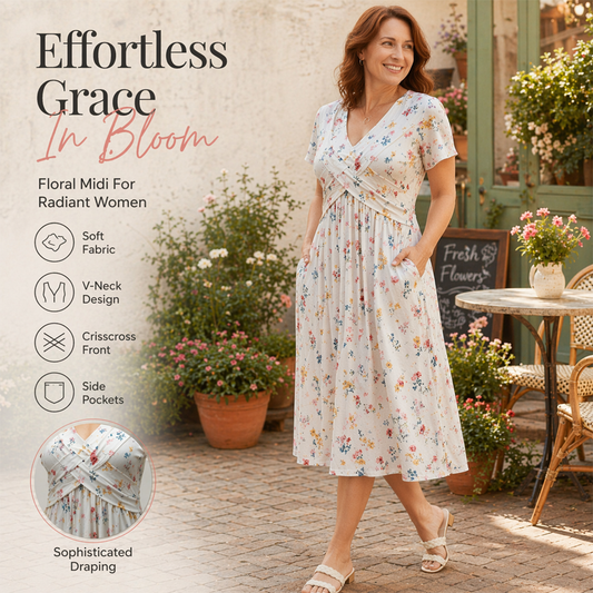 🌸LAST DAY SPECIAL PRICE!! 50% OFF🌸Women's V-Neck Floral Print Dress with Twist Waist