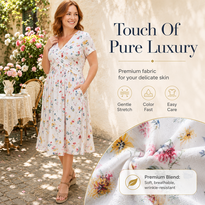🌸LAST DAY SPECIAL PRICE!! 50% OFF🌸Women's V-Neck Floral Print Dress with Twist Waist