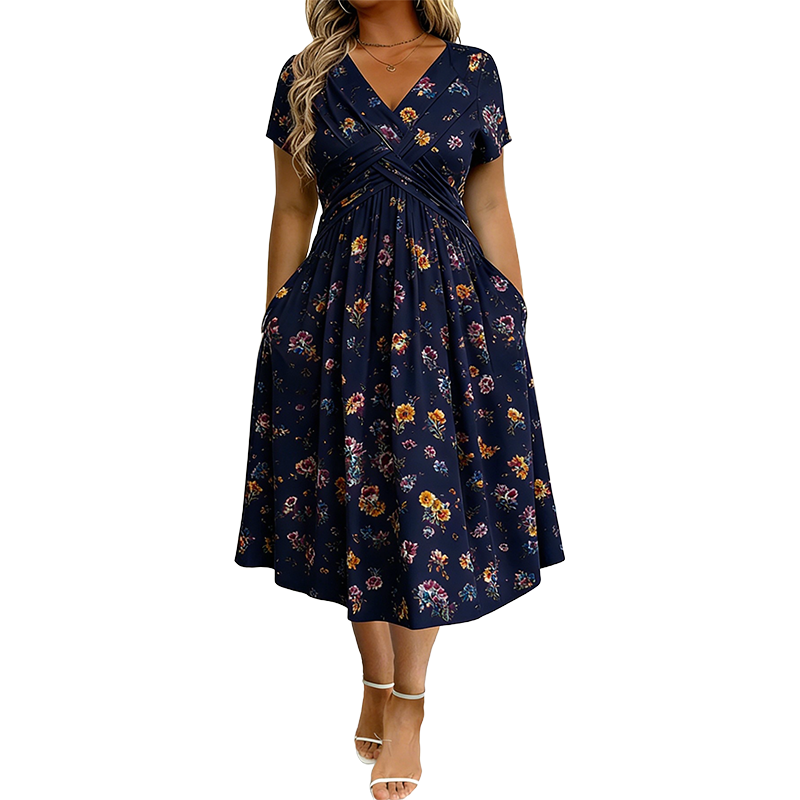 🌸LAST DAY SPECIAL PRICE!! 50% OFF🌸Women's V-Neck Floral Print Dress with Twist Waist