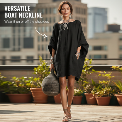 🔥 SUMMER SALE –50% OFF! 👗 Women's Oversized Batwing-Sleeve Dress – Comfortable Fit & Breezy Summer Style | While Stocks Last