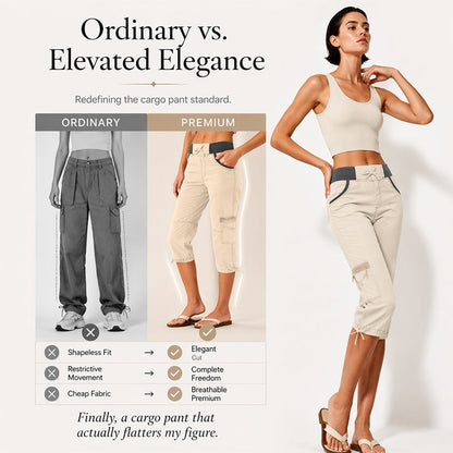 👖55% OFF NOW ! ✨Women's High-Waist Cargo Capri Pants – Breathable Cotton with Utility Pockets, Adjustable Cuffs Casual Summer Trousers