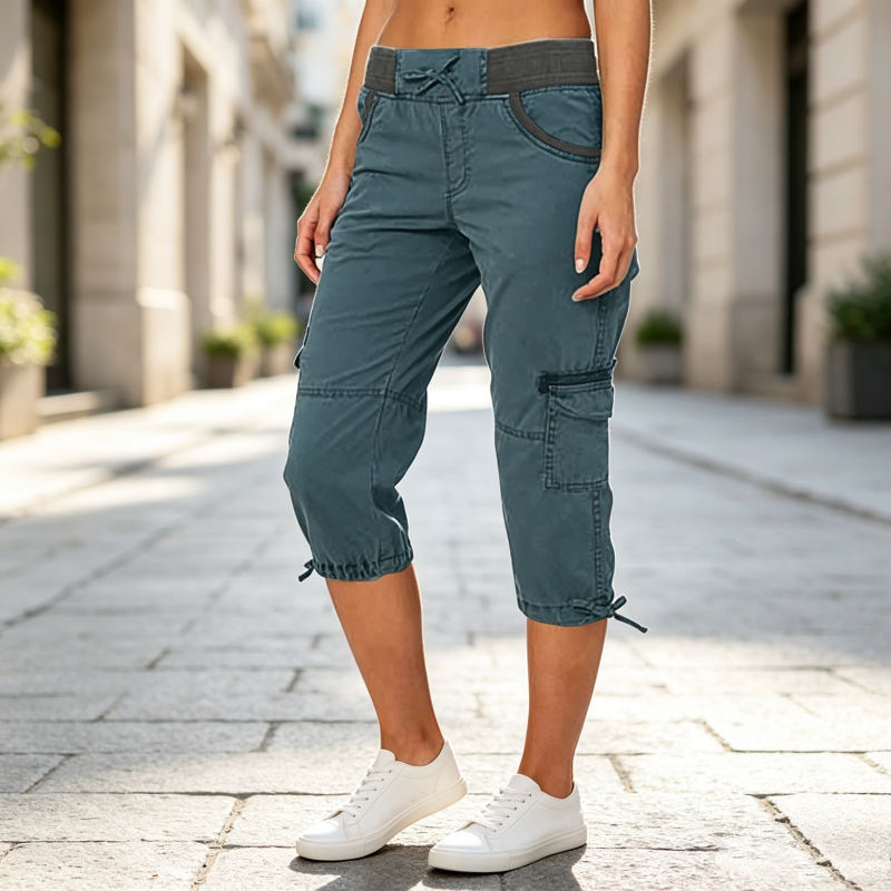 👖55% OFF NOW ! ✨Women's High-Waist Cargo Capri Pants – Breathable Cotton with Utility Pockets, Adjustable Cuffs Casual Summer Trousers
