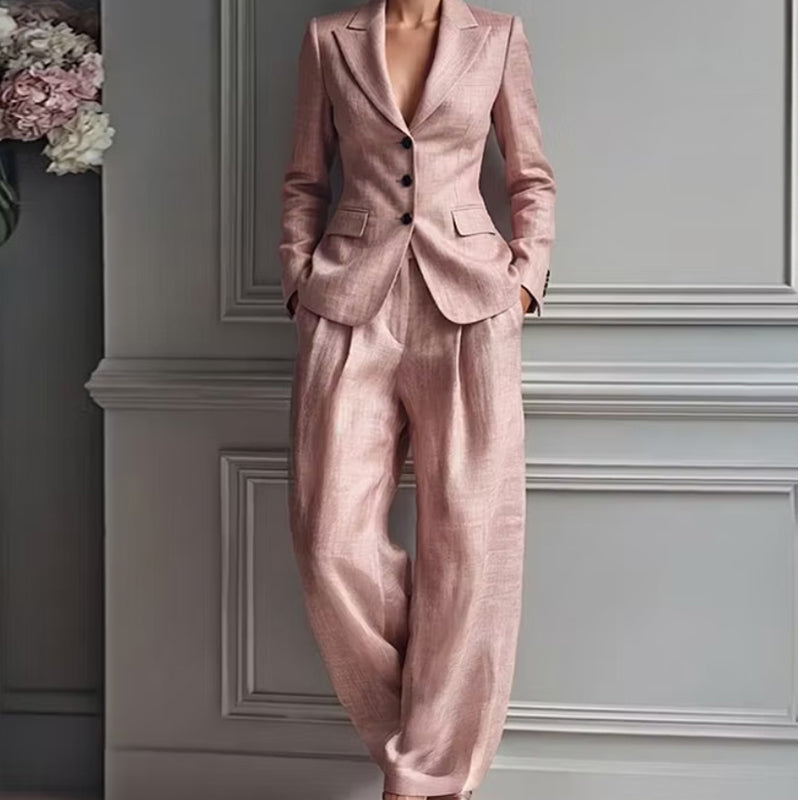 📢📢50% OFF Limited Time!!🍂🧥Seasonal Style - Casual 2-Piece Blazer & Trousers – Breezy Comfort & Clean Silhouette for Autumn
