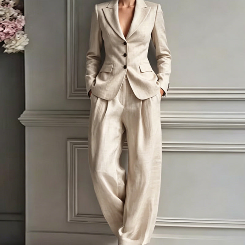 📢📢50% OFF Limited Time!!🍂🧥Seasonal Style - Casual 2-Piece Blazer & Trousers – Breezy Comfort & Clean Silhouette for Autumn