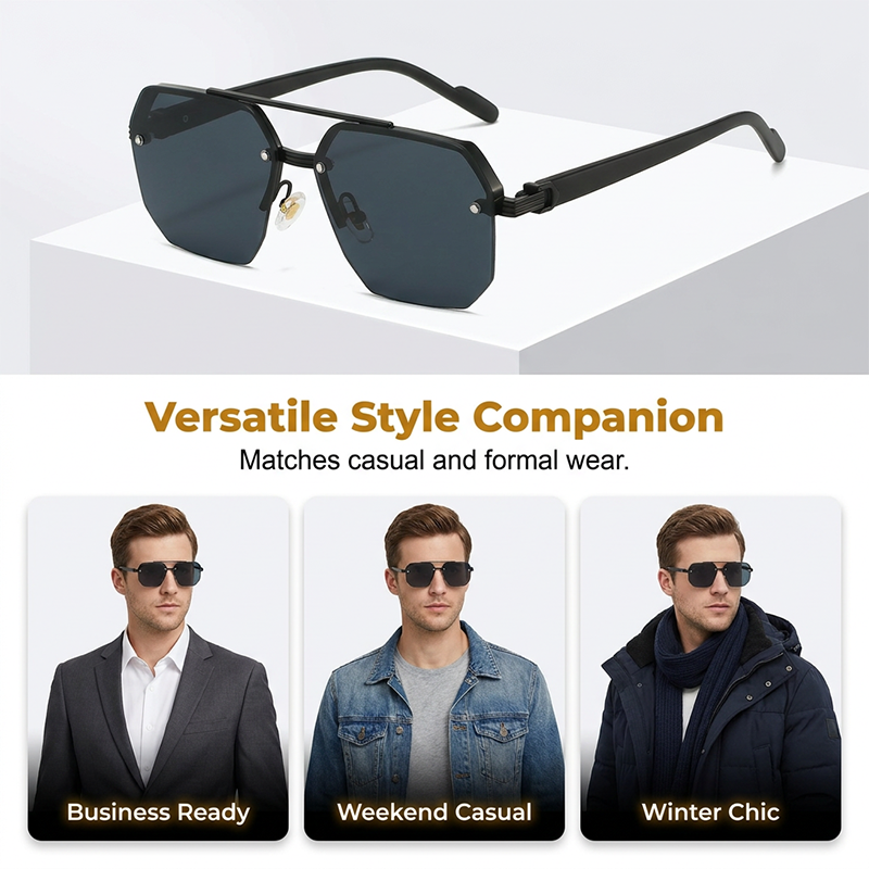 🎁2026 New Arrivals 50% OFF💥Pro-Favorite Men's Stylish Geometric Polygon Sunglasses – Metal & PC Frame – UV400 Protection 🕶️