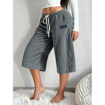 🎉 2026 Sale — Over 33,000 Sold! 💞 Women's Ribbed Wide-Leg Drawstring Cropped Pants