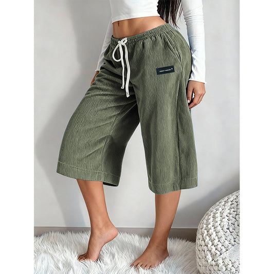 🎉 2026 Sale — Over 33,000 Sold! 💞 Women's Ribbed Wide-Leg Drawstring Cropped Pants