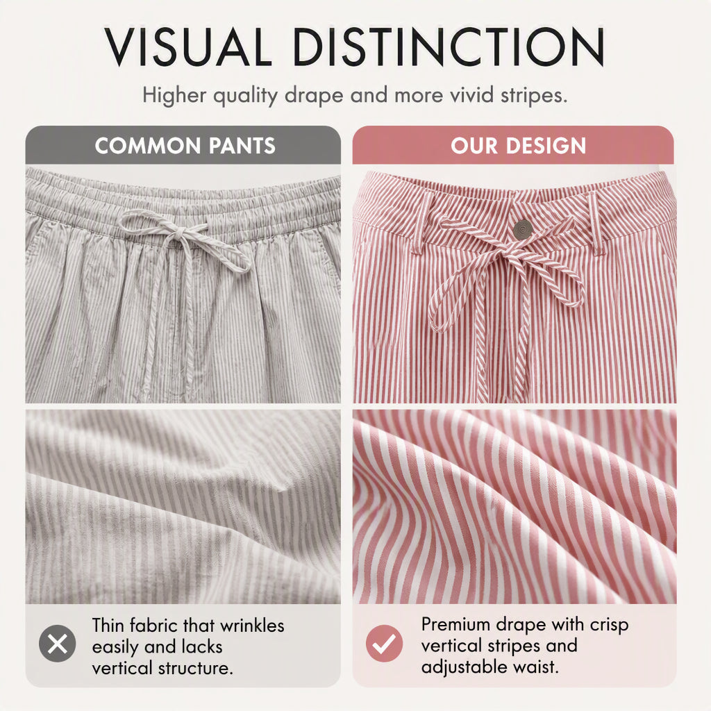 👖 50% OFF! Women's Wide Leg Striped Pants | Leg-Lengthening Vertical Stripes | Ultra Breathable | Premium Craftsmanship | S-3XL 🌸✨