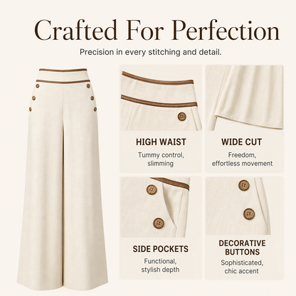 ⌛Limited-Time 50% Off🛍️Women's High-Waisted, Highly Stretchy Wide-Leg Pants with Contrast-Color Piping