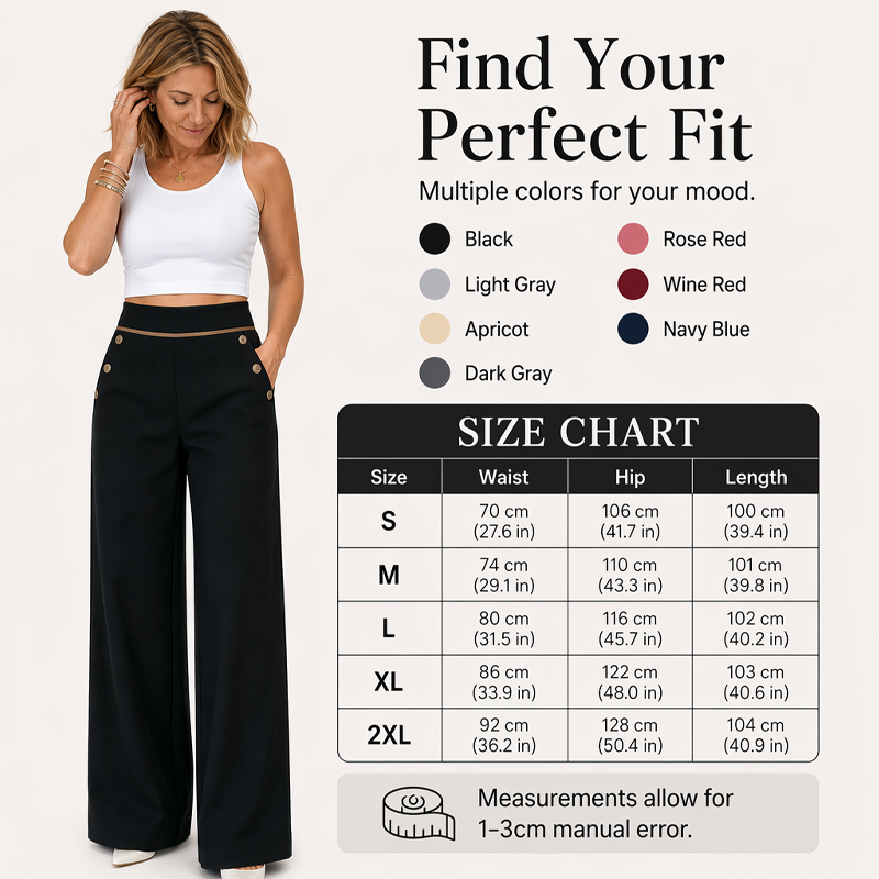 ⌛Limited-Time 50% Off🛍️Women's High-Waisted, Highly Stretchy Wide-Leg Pants with Contrast-Color Piping