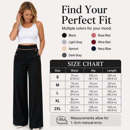 ⌛Limited-Time 50% Off🛍️Women's High-Waisted, Highly Stretchy Wide-Leg Pants with Contrast-Color Piping